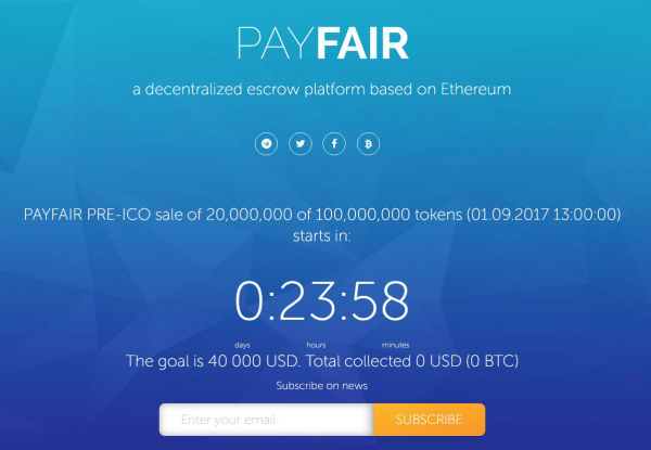 PAYFAIR | PRE-ICO (START 01.09) | a decentralized escrow platform