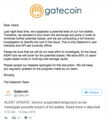 Атака на криптовалютную биржу Gatecoin