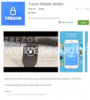 Google Play фейковый Trezor