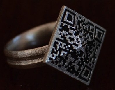 кольцо с биткоин QR-кодом