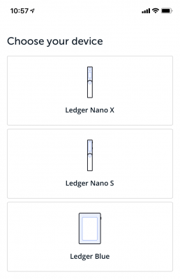Ledger Nano X выбор девайса